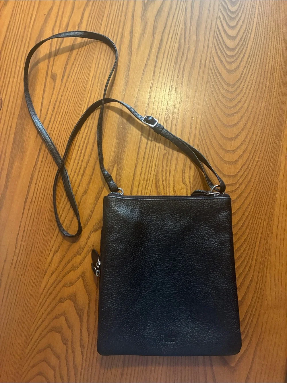Leather Crossbody Bag for Men - Black